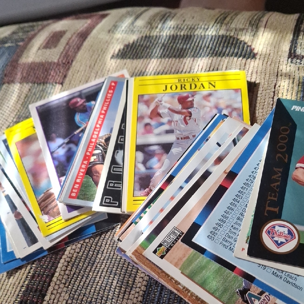 Assorted Vintage Baseball Card Lot - Yellow, Blue, White Accents